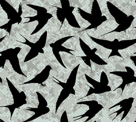 Sticker - The seamless background with swallows.
