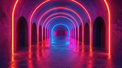 Poster - Abstract concept of career exploration with glowing tunnels