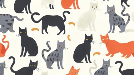 Wall Mural - cat pattern wallpaper