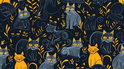 Wall Mural - cat pattern wallpaper