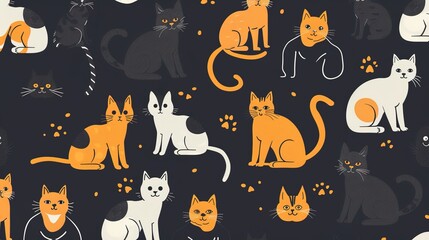 Wall Mural - cat pattern wallpaper