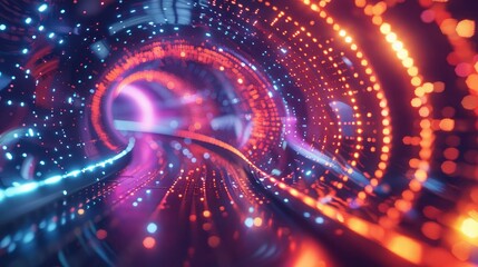 Poster - Abstract concept of career exploration with glowing tunnels