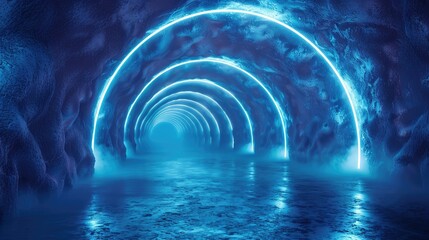 Poster - Abstract concept of career exploration with glowing tunnels