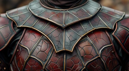 Canvas Print - Intricate metal armor with geometric patterns