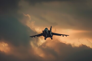 Wall Mural - a fighter jet flying through a cloudy sky