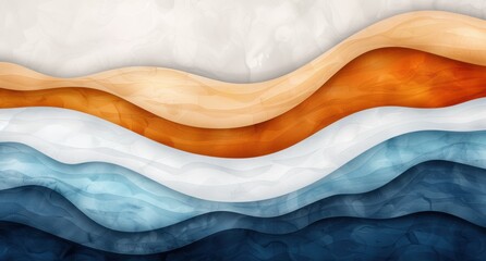 Poster - Serene abstract landscape with rolling hills and waves