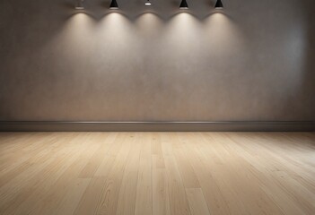 Wall Mural - empty room with wooden floor and spotlights