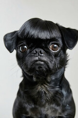 Poster - A black pug dog with a long hair