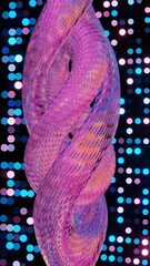 Poster - Abstract 3D Structure with Pink and Purple Mesh and Neon Bokeh Background

