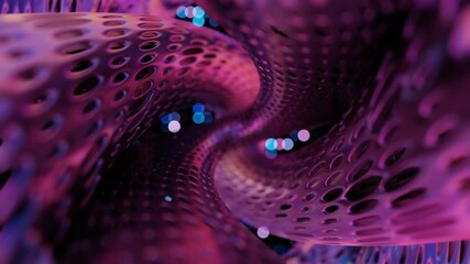 Poster - Abstract 3D Structure with Pink and Purple Mesh and Neon Bokeh Background

