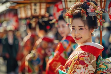 a woman in a red and gold costume