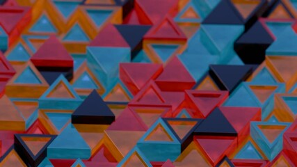 Poster - Abstract Geometric Pattern with Colorful Interlocking Triangles

