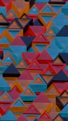 Poster - Abstract Geometric Pattern with Colorful Interlocking Triangles

