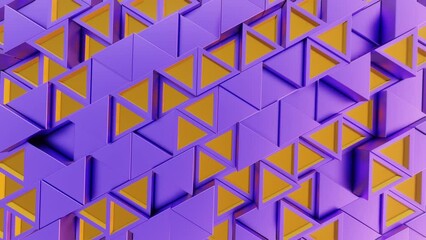 Poster - Abstract Geometric Pattern with Purple and Yellow Triangular and Cubic Shapes

