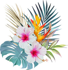 Wall Mural - Bouquet of tropical flowers. Exotic, paradise flowers. Hawaiian bouquet