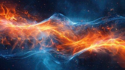 Poster - Abstract energy waves in a futuristic cyber space