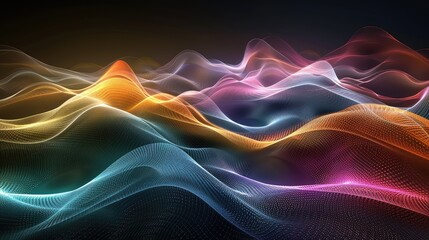 Poster - Abstract energy waves in a futuristic cyber space