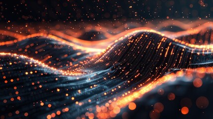 Poster - Abstract energy waves in a futuristic cyber space