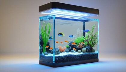 Canvas Print - Futuristic blue glass aquarium 