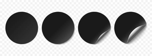 Poster - Vector black realistic paper stickers, price tags isolated on background.