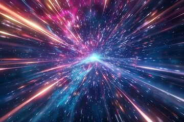 Lightspeed time travel background showcasing a fast journey through star galaxies and cosmos exploration.	
