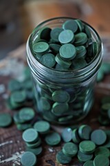 Wall Mural - A jar full of green pills