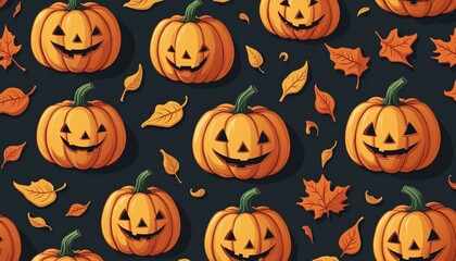 Wall Mural - cute halloween illustration pattern