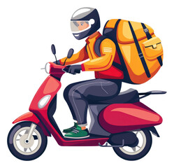 Poster - PNG Vector illustration Online delivery service scooter motorcycle vehicle.