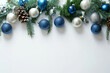 © agrus_aiart - Christmas decoration with blue baubles on white background