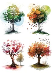 Canvas Print - a super minimalistic childrens book of thr four seasons