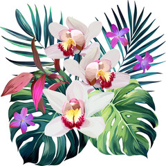 Wall Mural - Bouquet of tropical flowers. Exotic, paradise flowers. Hawaiian bouquet