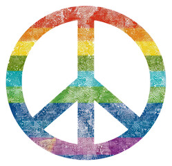 Poster - PNG  Rainbow with peace sign pattern symbol font.