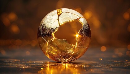 Canvas Print - golden globe on black background