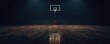 © Denys - Nostalgic basketball court glows dramatically under spotlights in a dark gym, casting shadows on vintage hardwood