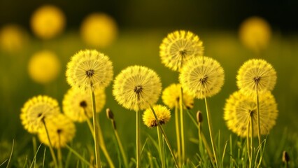 Sticker -  Blooming dandelions in a field of dreams