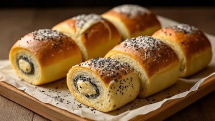 Wall Mural -  Deliciously baked bread rolls ready to be savored