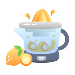 Poster - Electric juice with some fruit, flat icon