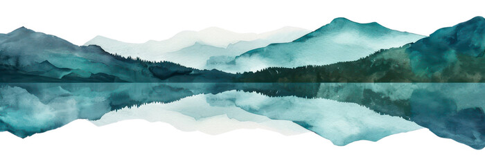 Sticker - PNG  Lake panoramic nature landscape.