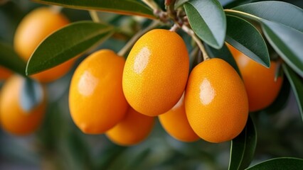 Canvas Print -  Bright and fresh citrus oranges on tree