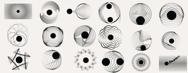 Wall Mural - Lines and dots in various Forms . Spiral Vector Illustration .Technology round. Wave Logo . Design element . Abstract Geometric shape .