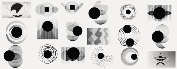 Wall Mural - Lines and dots in various Forms . Spiral Vector Illustration .Technology round. Wave Logo . Design element . Abstract Geometric shape .