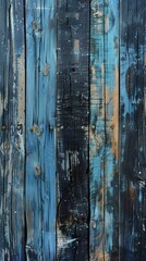 Sticker - Old weathered wooden planks painted in rustic blue create a vintage textured background, perfect for any design. Close-up shot shows intricate details adding grunge and character