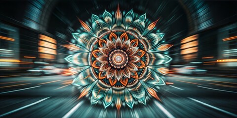 Wall Mural - abstract fractal technology with mandala