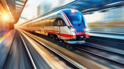 Motion blur of fast-moving train