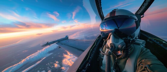 Wall Mural - Fighter jet pilot cockpit view.