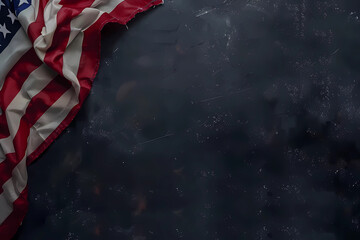Wall Mural - united states flag on dark background with text space. concept of celebrating labor day, us presiden