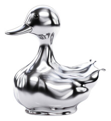 Poster - PNG Dripping duck animal silver metal.