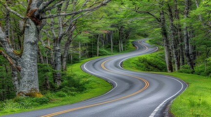 Wall Mural - road in the forest