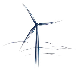 Sticker - PNG  Wind turbine machine line white background.