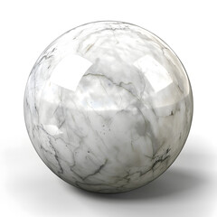 White marble stone sphere isolated on white background